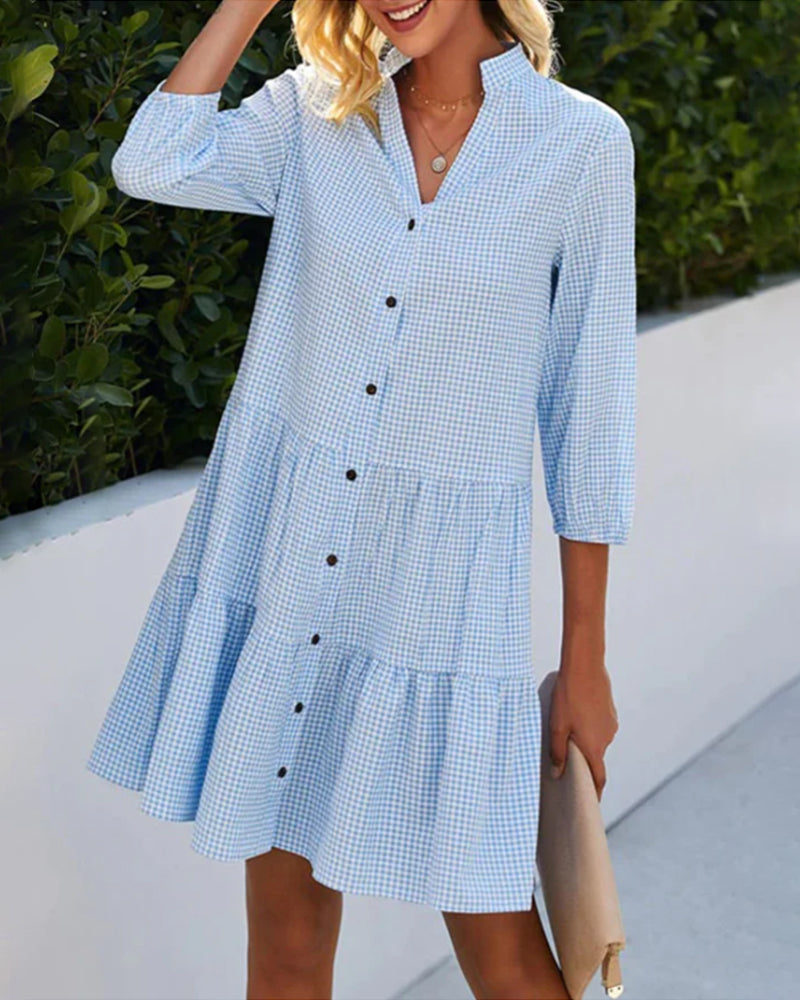Adeline Summer Dress Woman – Light Cotton Dress with Gingham Pattern & Airy Cut