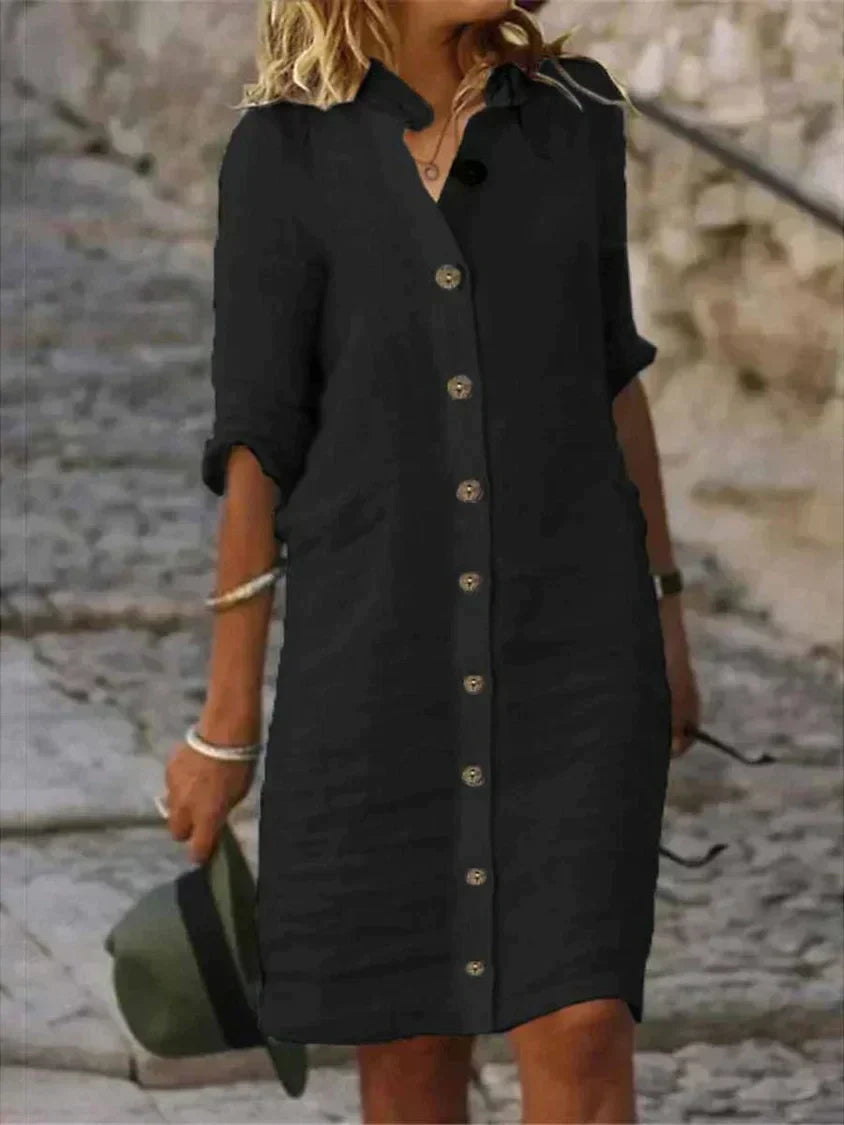 Emika Solid Color Dress Women – Classic Elegant & Versatile Dress for Daily Outfits