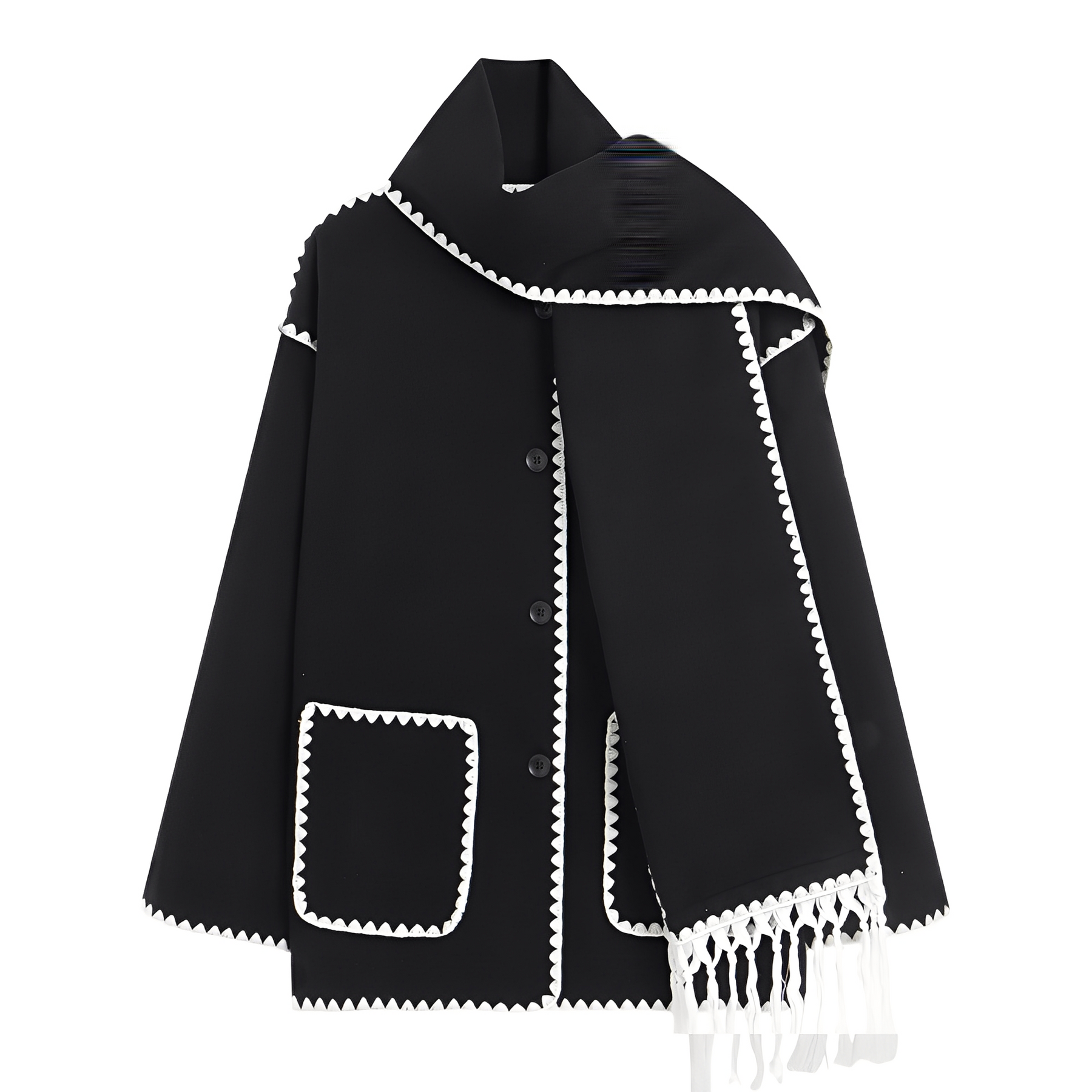 Genevieve Coat Woman – Soft Wool Coat with Scarf & Elegant Loose Fit
