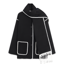 Genevieve Coat Woman – Soft Wool Coat with Scarf & Elegant Loose Fit