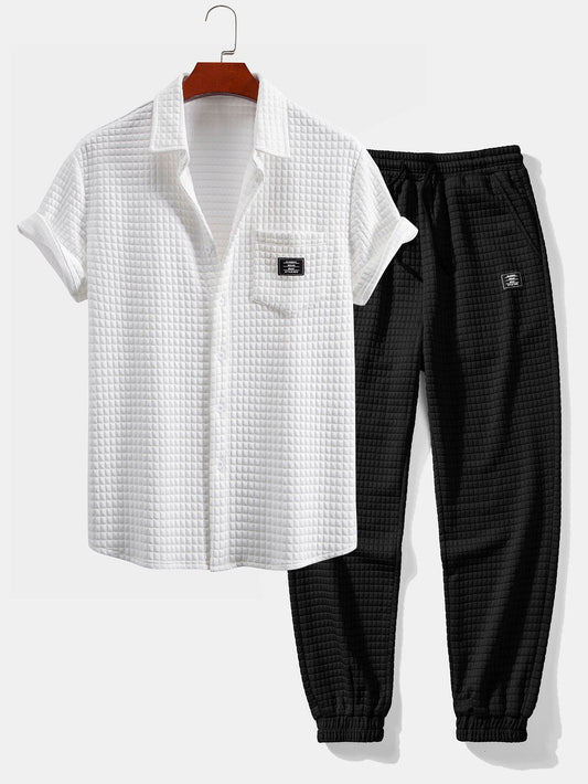 Short-Sleeve Waffle Shirt & Drawstring Waffle Joggers