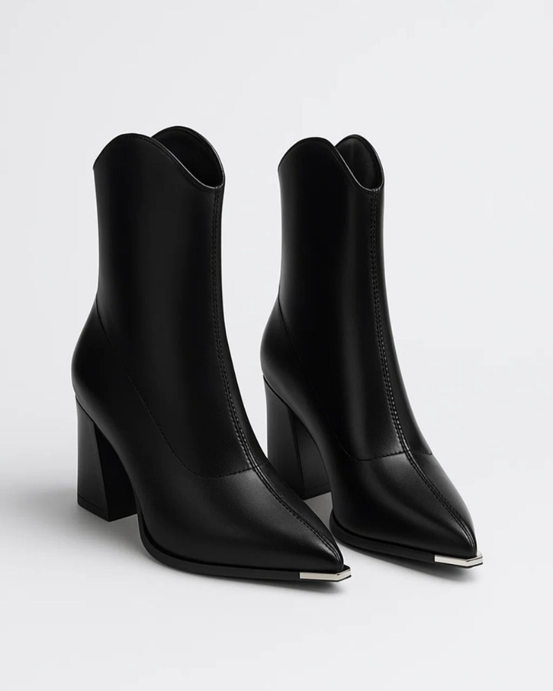 Nayeli Women's Ankle Boots Pointed Toe – Stable Block Heel & Sleek Modern Shape