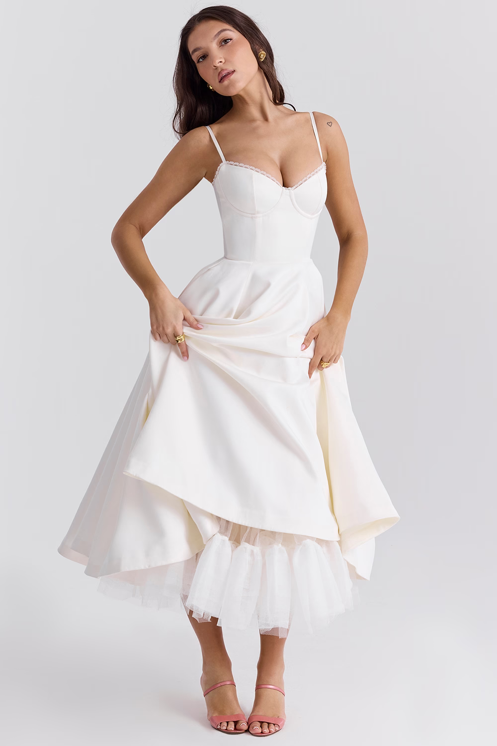 Dawn Robe Midi Femme – Elegant Tulle Dress with Adjustable Straps & Comfortable Fit