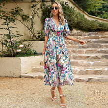 Fenna Bohemian Dress Woman – Elegant Long Dress with Floral Print and Fluid Cut