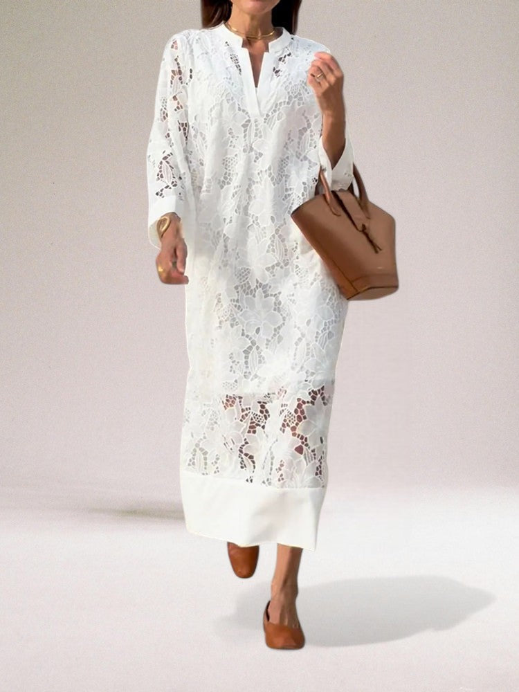 Jennylyn Maxi Dress Woman – Long Dress in Airy Lace, Summer Bohemian Style & Breathable Comfort