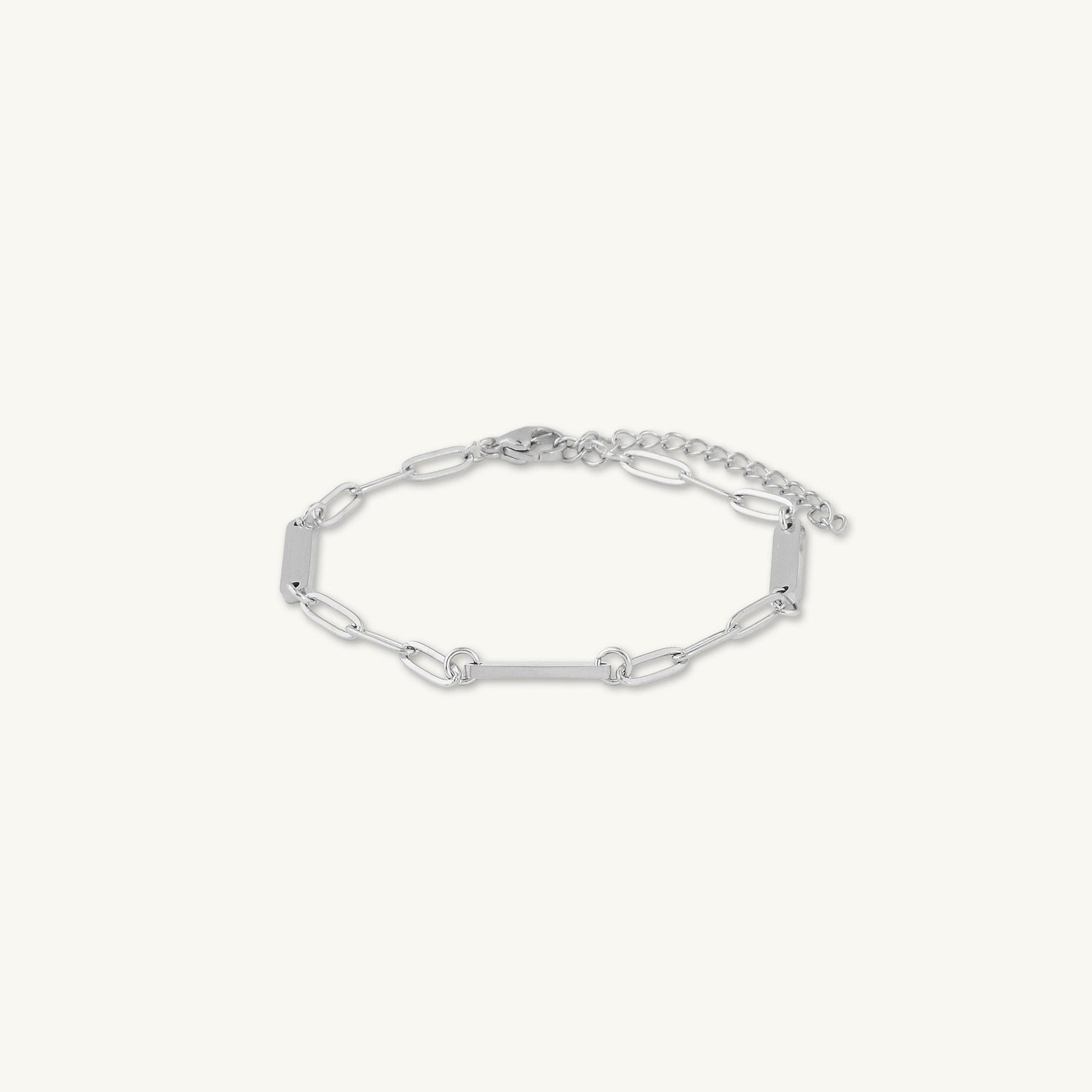 3 Bar Paper link Engraved Bracelet