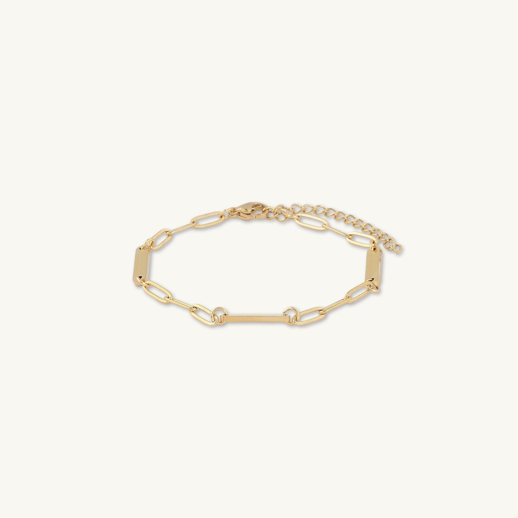 3 Bar Paper link Engraved Bracelet