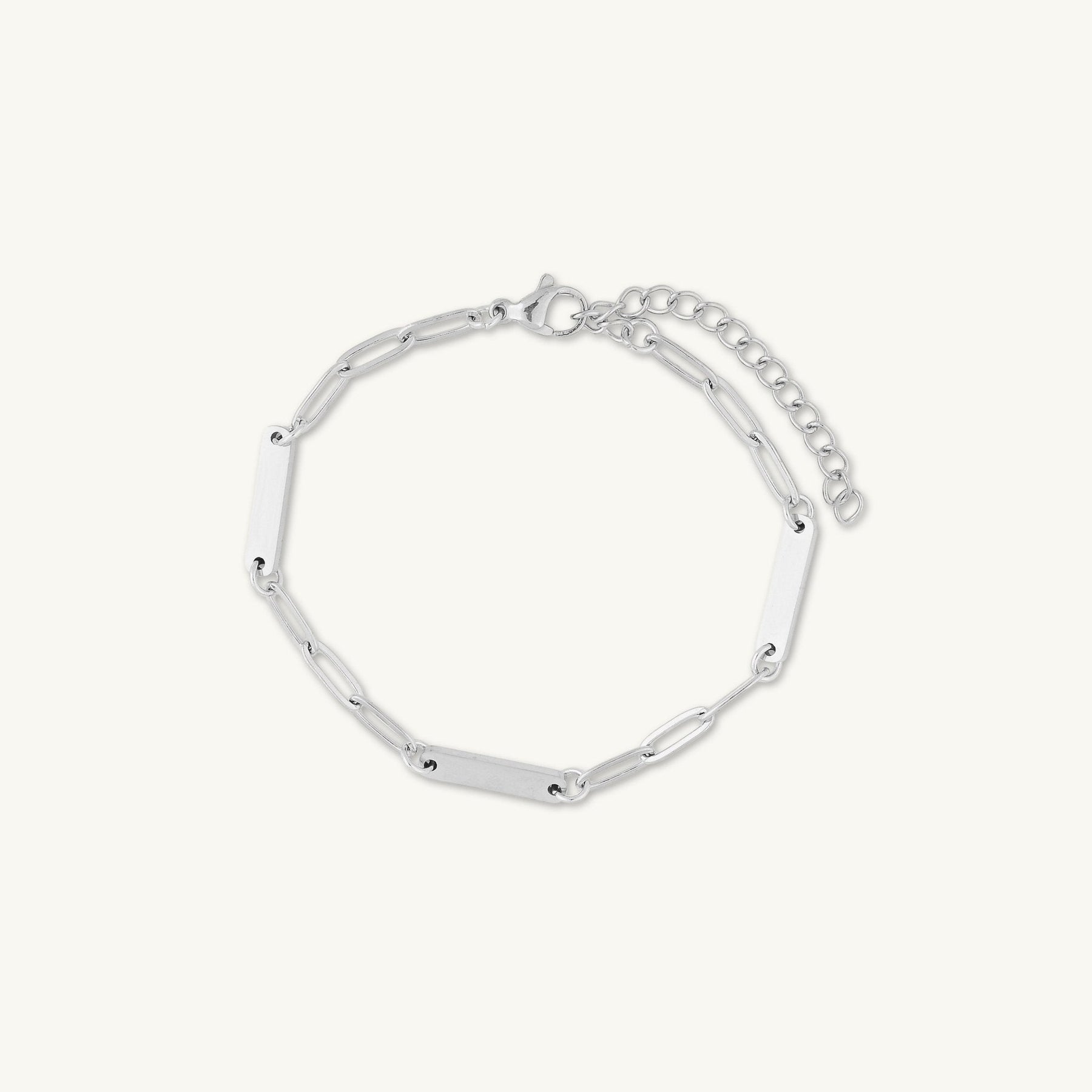 3 Bar Paper link Engraved Bracelet