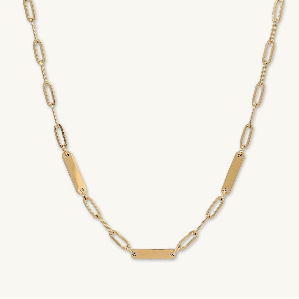 3 Bar Paper link Engraved Necklace