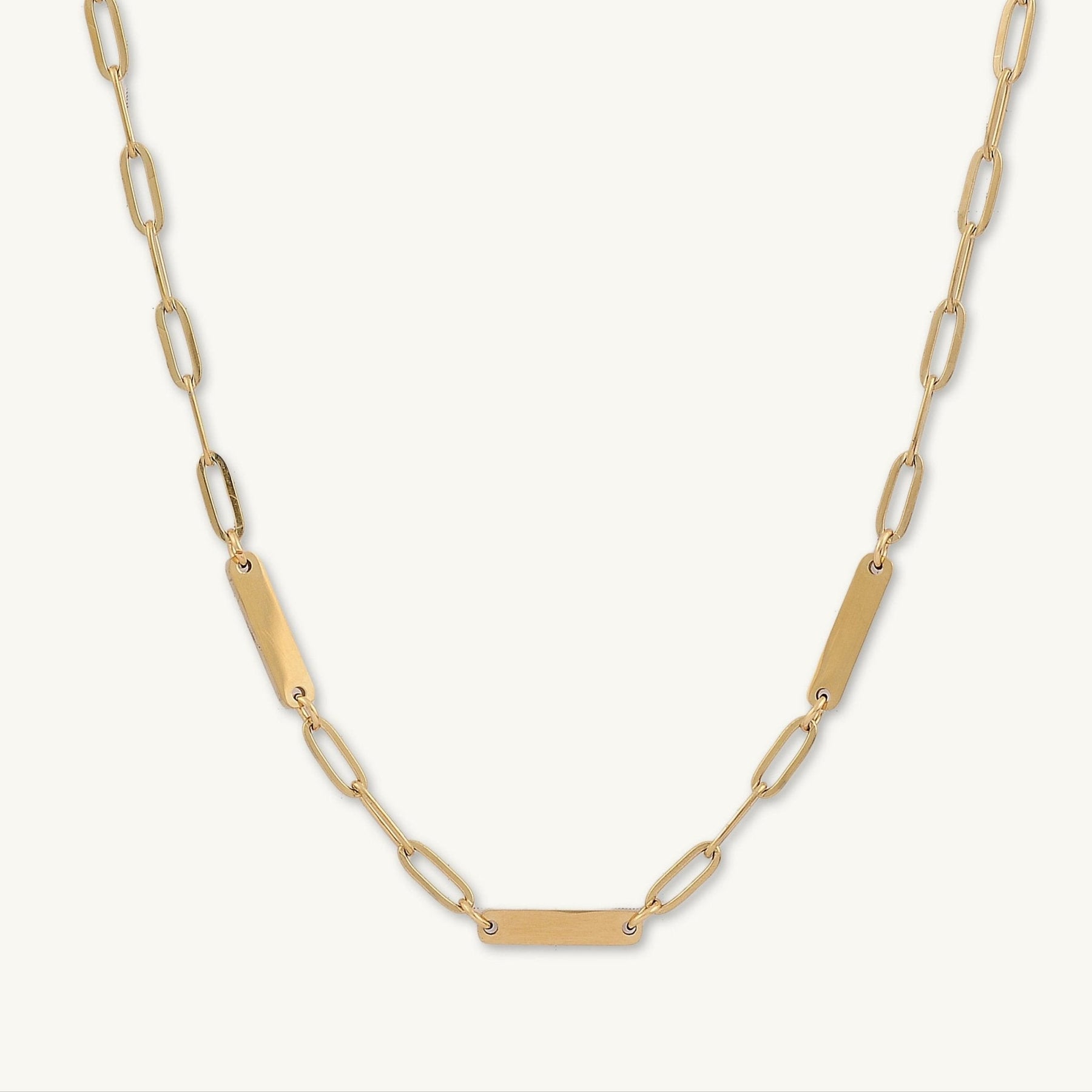 3 Bar Paper link Engraved Necklace