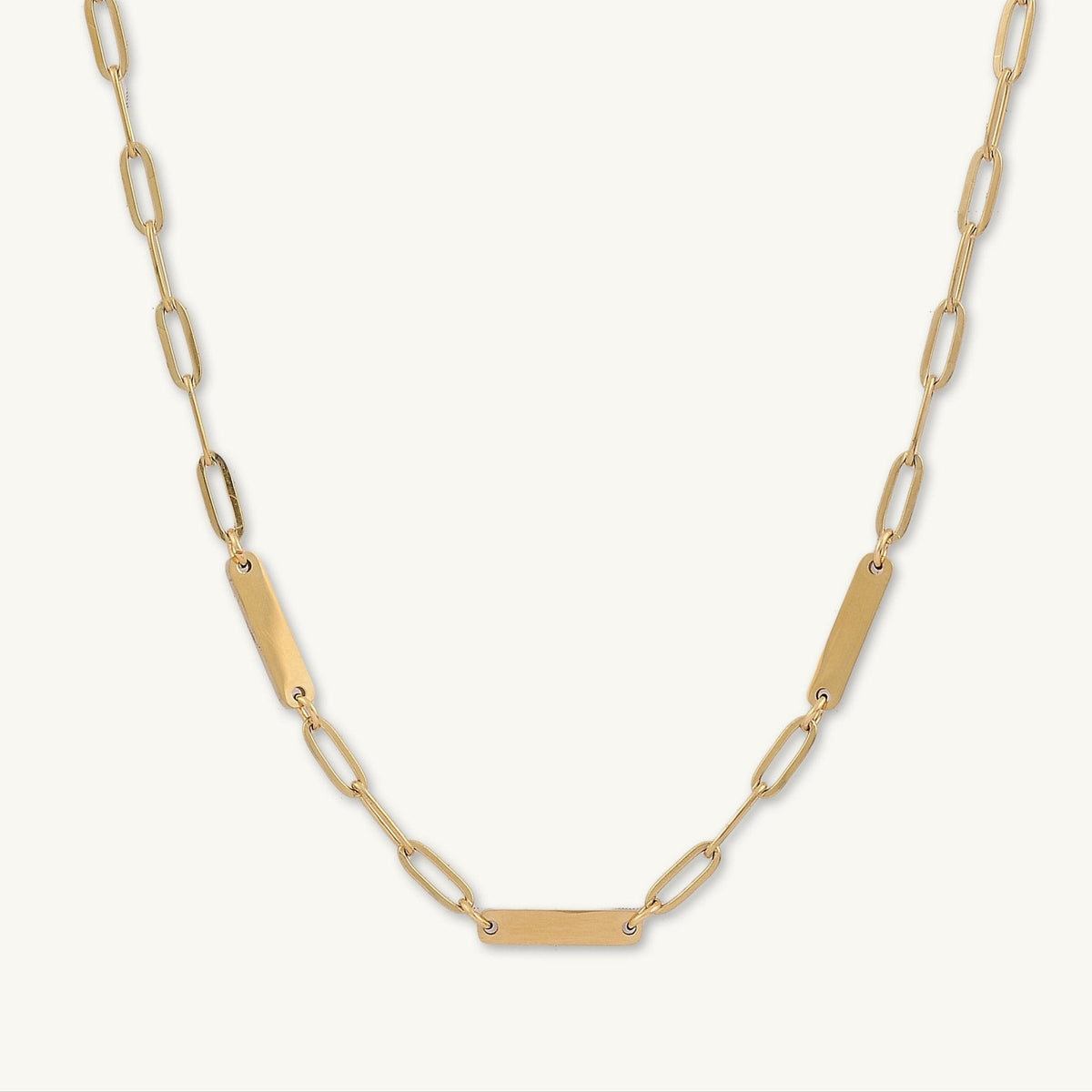3 Bar Paper link Engraved Necklace