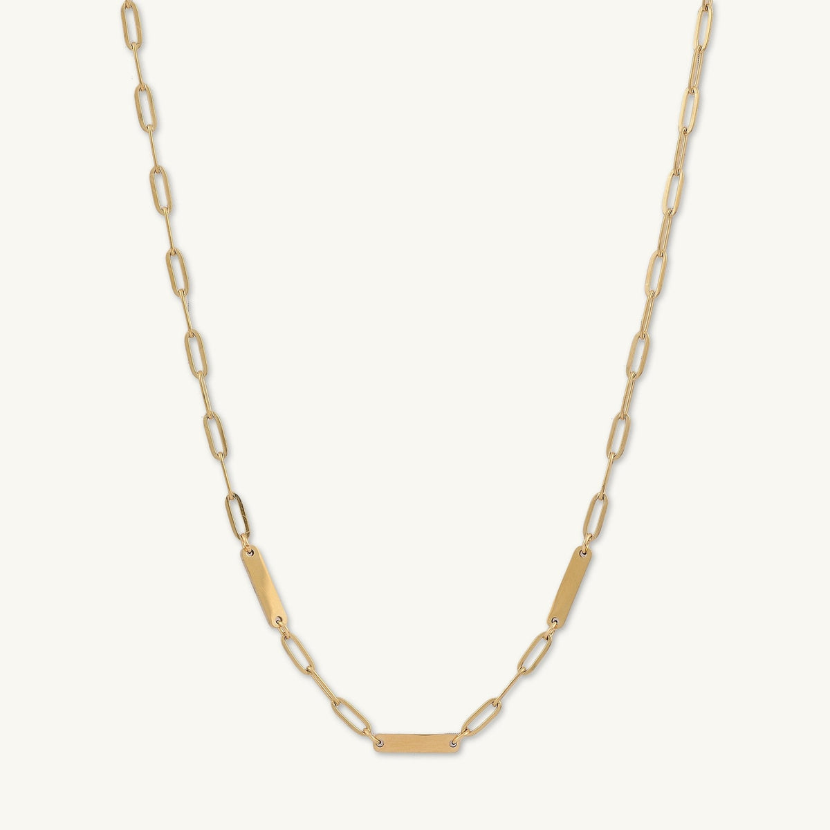 3 Bar Paper link Engraved Necklace