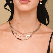 3 Bar Paper link Engraved Necklace