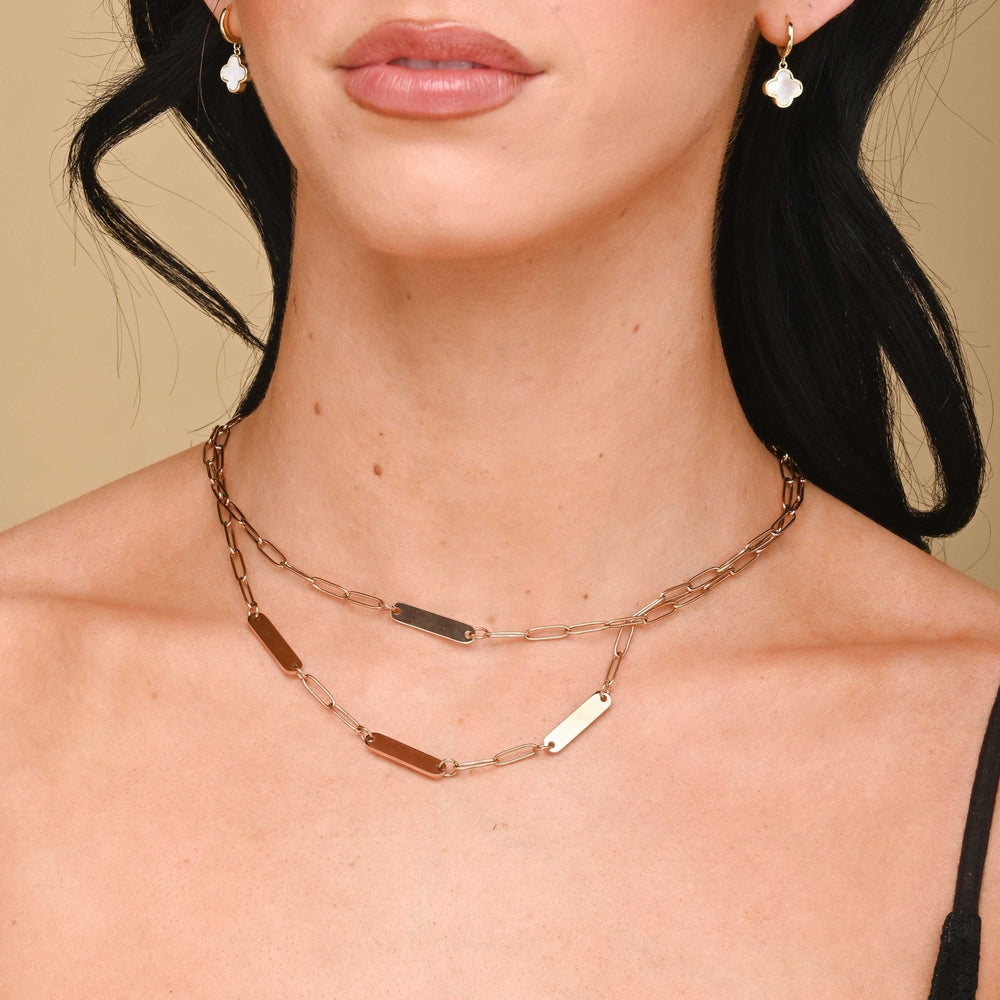 1 Bar Paper link Engraved Necklace