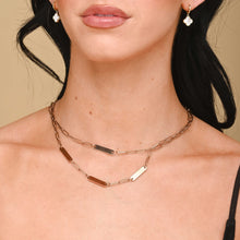 3 Bar Paper link Engraved Necklace