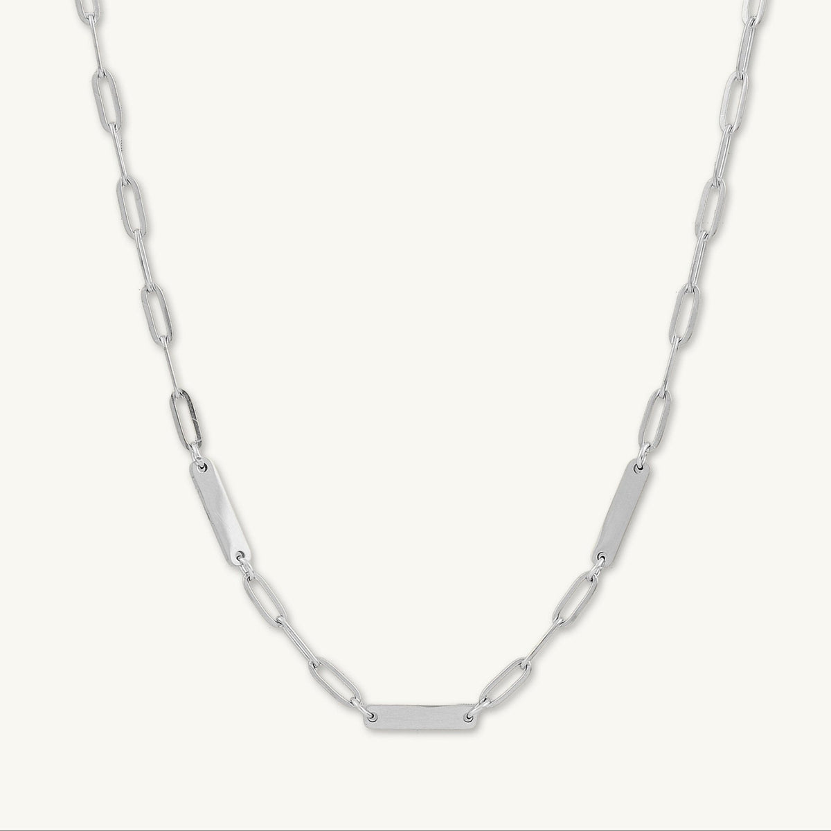 3 Bar Paper link Engraved Necklace