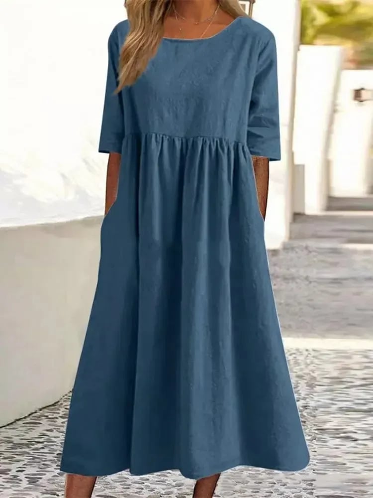Athisia Casual Dress Woman – Leisure Dress Casual Style with Buttons & Practical Pockets