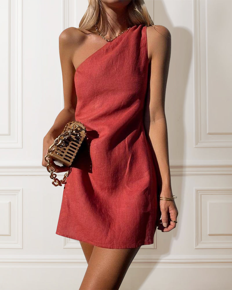 Emelia Robe Cocktail Woman – Asymmetric Elegance & Comfort in Fluid Fabric