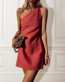 Avery Asymmetric Dress Woman – Elegant One-Shoulder Mini Dress with Modern Cut