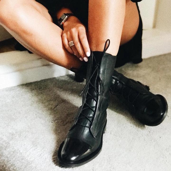 Zuriel Women's Boots – Elegant High Boots with Heel & Laces in Premium Leather