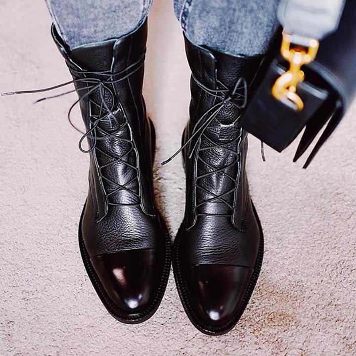 Zuriel Women's Boots – Elegant High Boots with Heel & Laces in Premium Leather