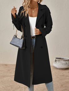 Eshita Trench for women – Elegant long coat in cotton blend with structured cut & button closure
