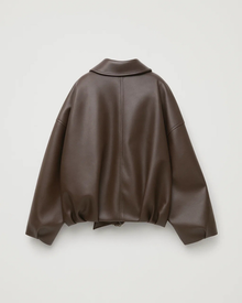 Nina Oversized Jacket for Women – Front Zipper, Built-in Belt & Modern Leather Style