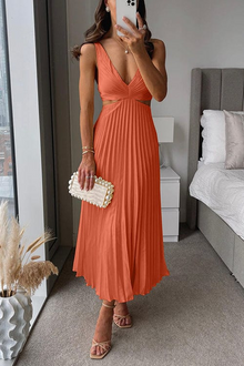Melodie Satin Pleated Dress Woman – Luxurious and Soft Fabric & Elegant and Flattering Cut