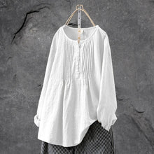 Allen Blouse Femme – Lightweight Blouse with Long or 3/4 Sleeves, Front Buttons & Structured Pleats Summer