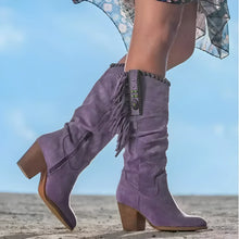 Nathalie Boots Woman – Genuine Leather Cowboy Boots with Fringes & Thick Heel