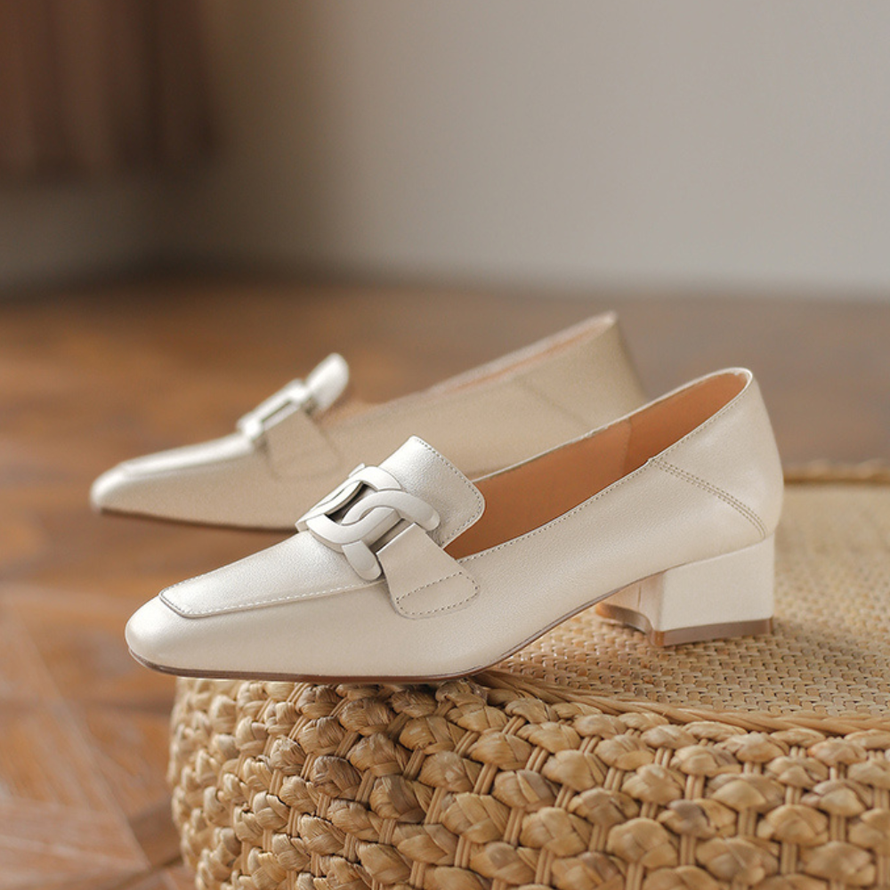 Evrynth Moccasins Women – Leather Mary Jane Shoes with Chunky Heel & Comfort
