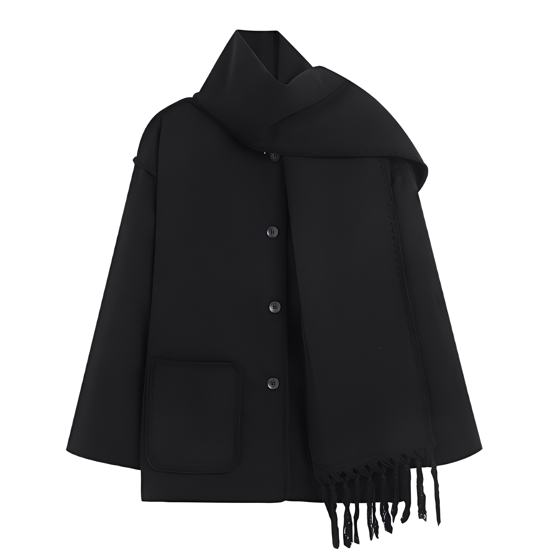 Genevieve Coat Woman – Soft Wool Coat with Scarf & Elegant Loose Fit