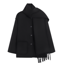 Genevieve Coat Woman – Soft Wool Coat with Scarf & Elegant Loose Fit