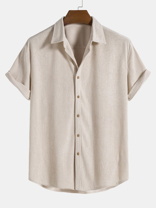 Corduroy Button Short Sleeve Shirt