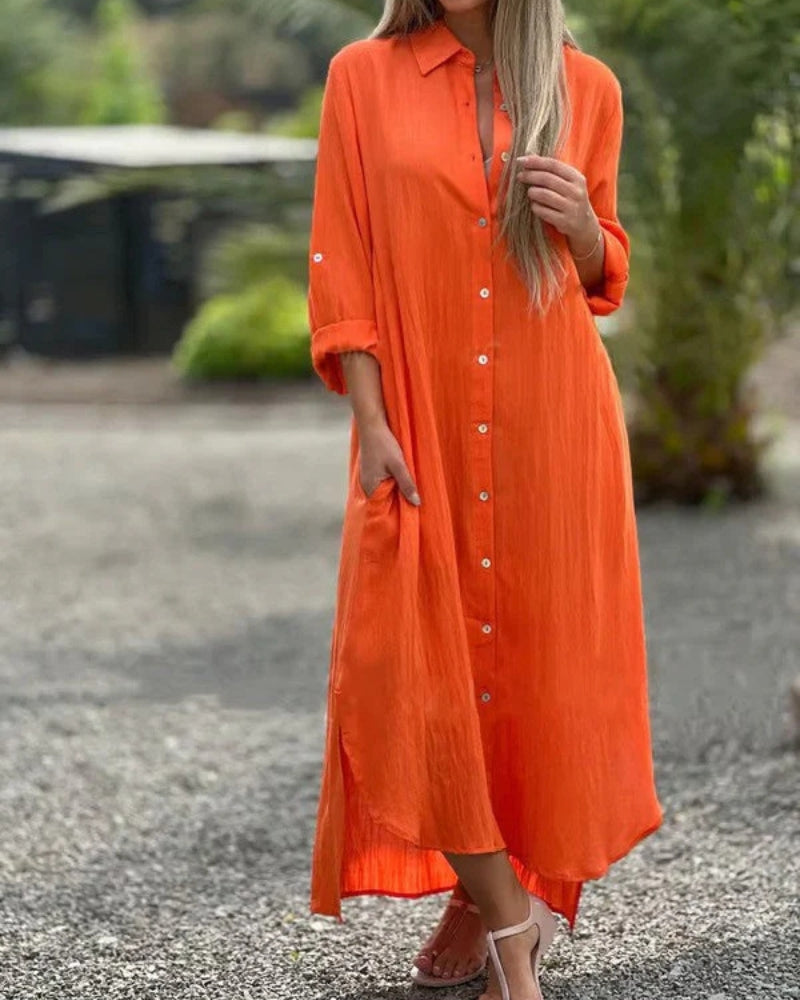 Bianca Robe Chemise Woman – Soft Italian Cotton with Classic Collar & Relaxed Fit