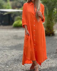 Bianca Robe Chemise Woman – Soft Italian Cotton with Classic Collar & Relaxed Fit