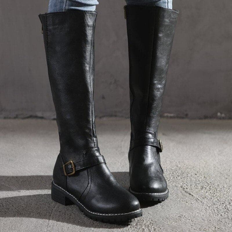 Megan Women's High Boots – Comfortable Block Heel & Elegant Round Toe