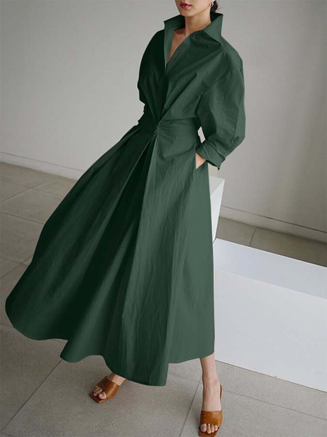 Robe Midi Femme Shane – Vintage Style with Fitted Waist & Light Flared Skirt