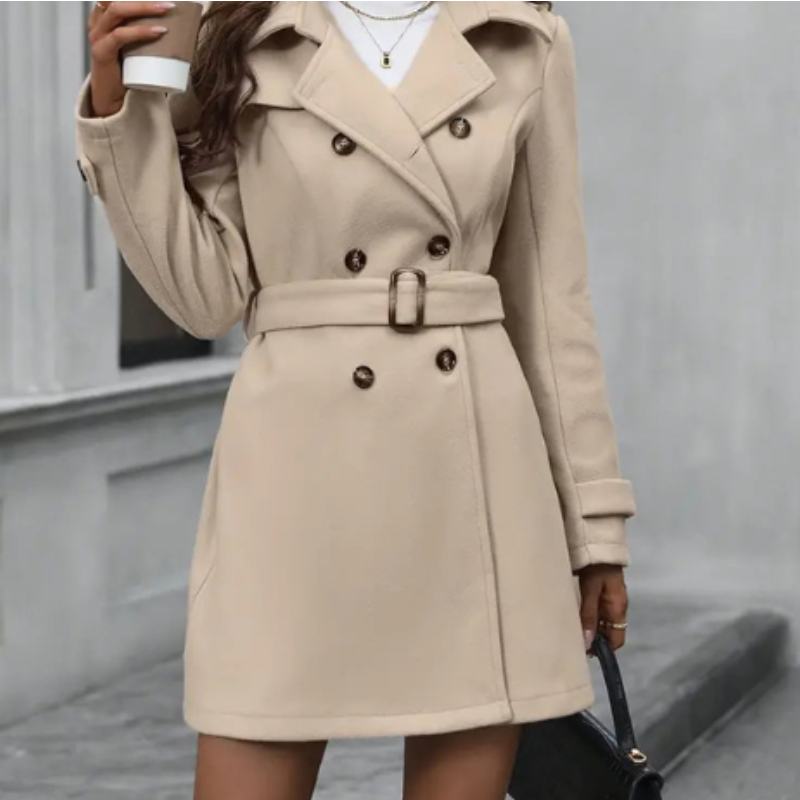 Michelle Manteau Trench Woman – Elegant Mid-Length Coat with Structured Cut and Belt