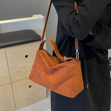 Maëlle Shoulder Bag Woman – Elegant Suede Bag with Faux Leather Handle & Large Compartment