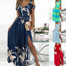Antonella Elegant Long Dress Woman – Off-Shoulder Dress with Floral Pattern & Chic Slit