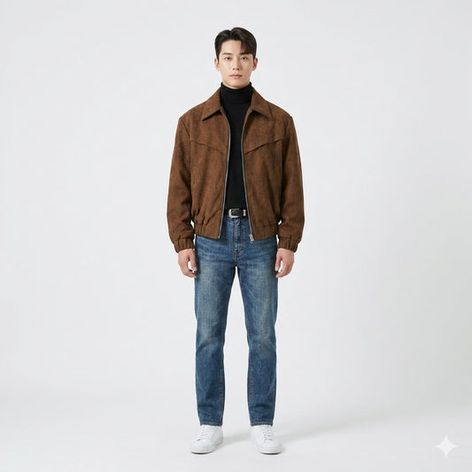 Marco DeLuca | Vintage Suede Zip Jacket with Tailored Modern Fit For Men