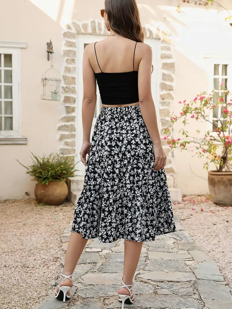 Floral Skirt Women Zia – Flared A-Line Cut with Pockets, Lightweight for Spring & Summer