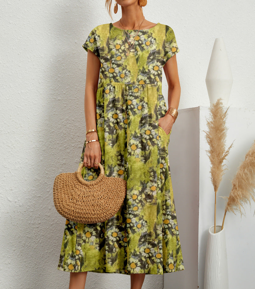 Midi Dress Women Frances – Elegant Floral Dress in Breathable Fabric with Feminine Cut