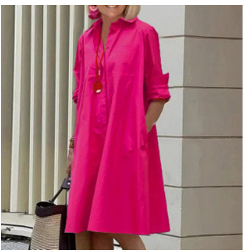 Brynlee Robe Chemise Woman – Elegant A-Line Dress with Long Sleeves for Office & Leisure