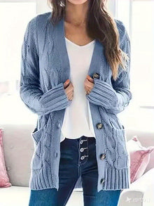 Lissy Gilet Femme – Warm Cable Knit Cardigan with Buttons & Modern Comfortable Fit