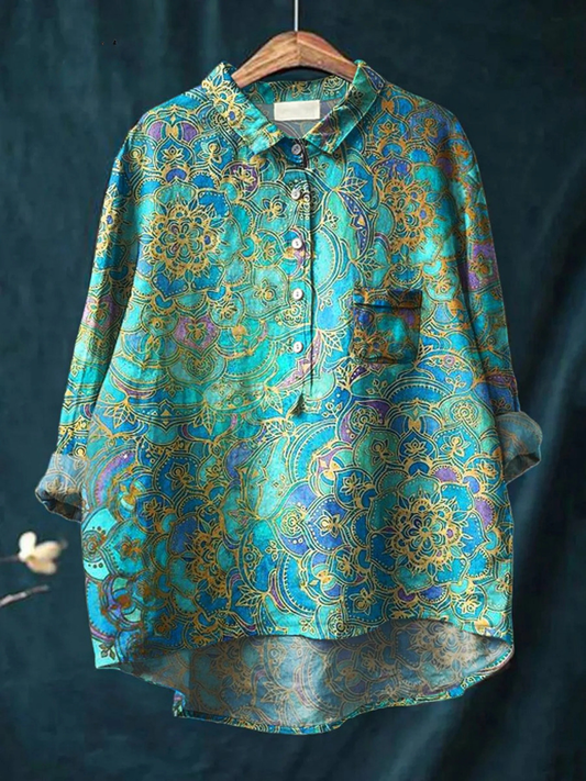 Katie | Women's Retro Art Print Casual Shirt