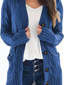 Lissy Gilet Femme – Warm Cable Knit Cardigan with Buttons & Modern Comfortable Fit