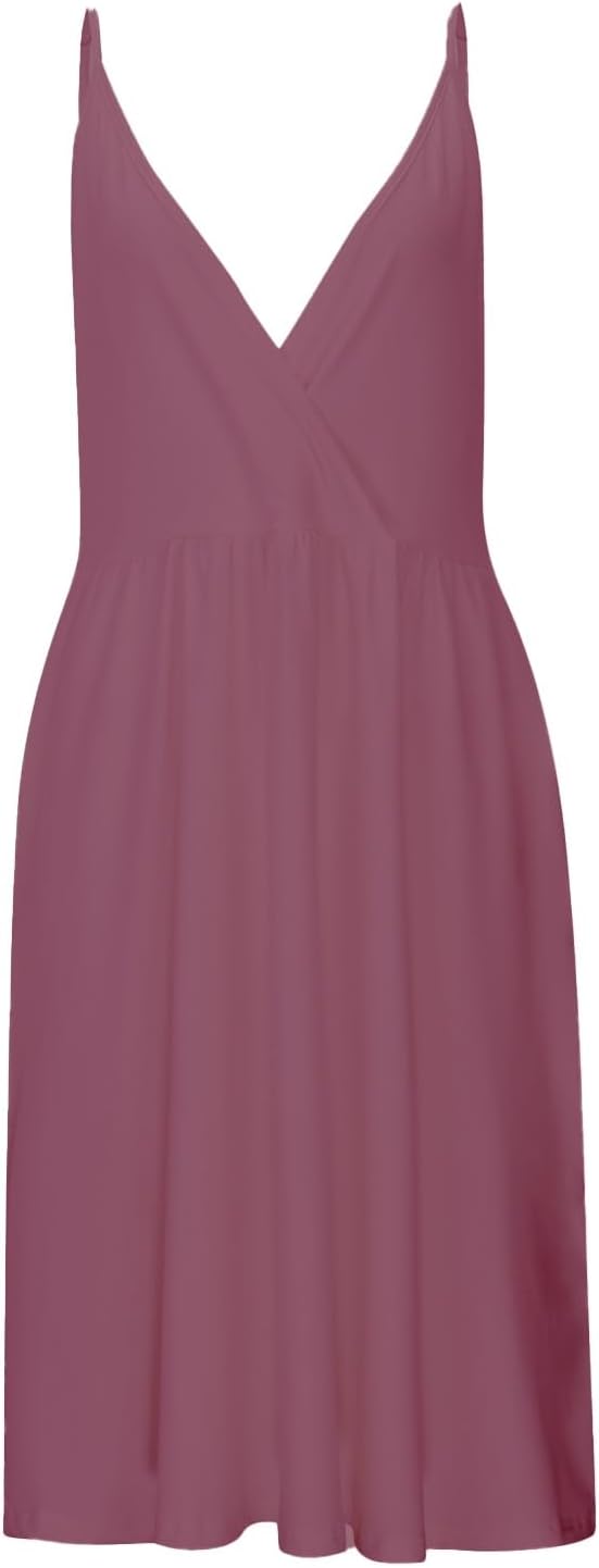 Chloe Women's Dress – Satin Mini Dress with V-Neck, Thin Straps, Pockets, Elegant Evening Wear