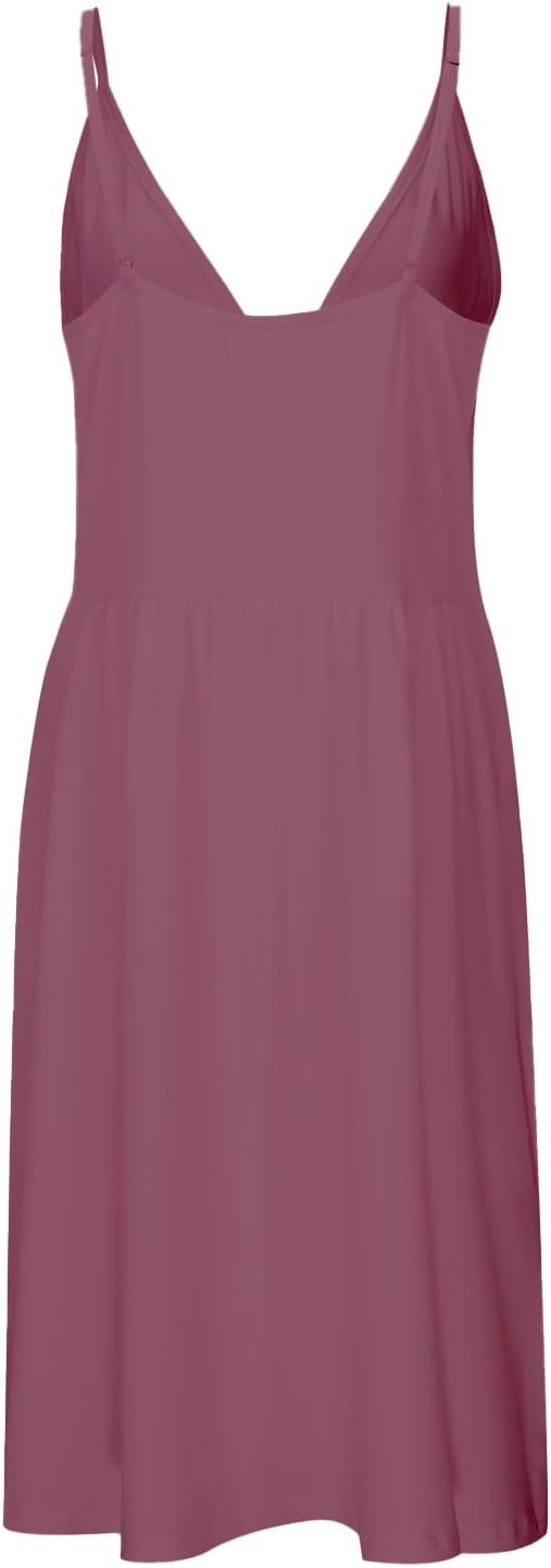 Chloe Women's Dress – Satin Mini Dress with V-Neck, Thin Straps, Pockets, Elegant Evening Wear